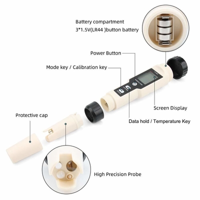 多パラメータ pH メーター 5 in 1 TDS/EC/塩分度/TEMP 交換可能な電極を搭載した試験器
