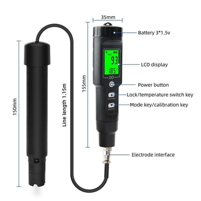 液晶ディスプレイ 溶解酸素計 水産物分析用水温DO検査器