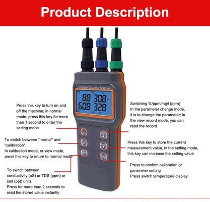 コンボ 5 in 1 PH/COND./D.O/TEMP 水計 アクアポニック用 AZ86031 ポータブル魚池 IP67